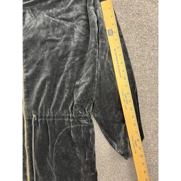 Victoria's Secret Womens M Black Velour Full Zip Mock Neck Drawstring - Picture 4 of 7